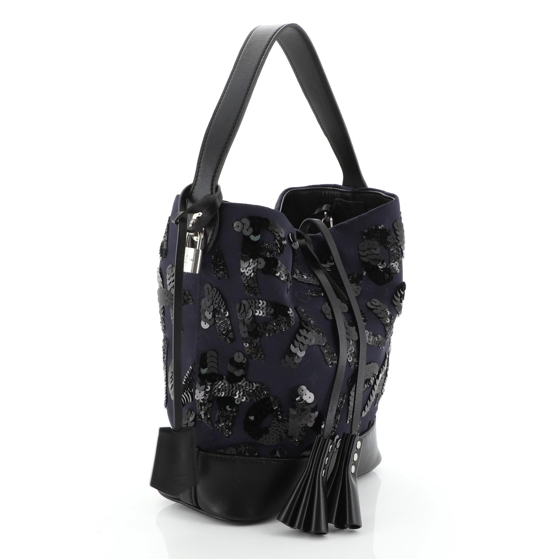Black Louis Vuitton NN14 Spotlight Bucket Bag Sequin Graffiti Monogram Nylon GM 