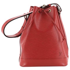 Louis Vuitton Bicolor Blue Red Epi Leather Petit Noe Drawstring Bucket Hobo  For Sale at 1stDibs