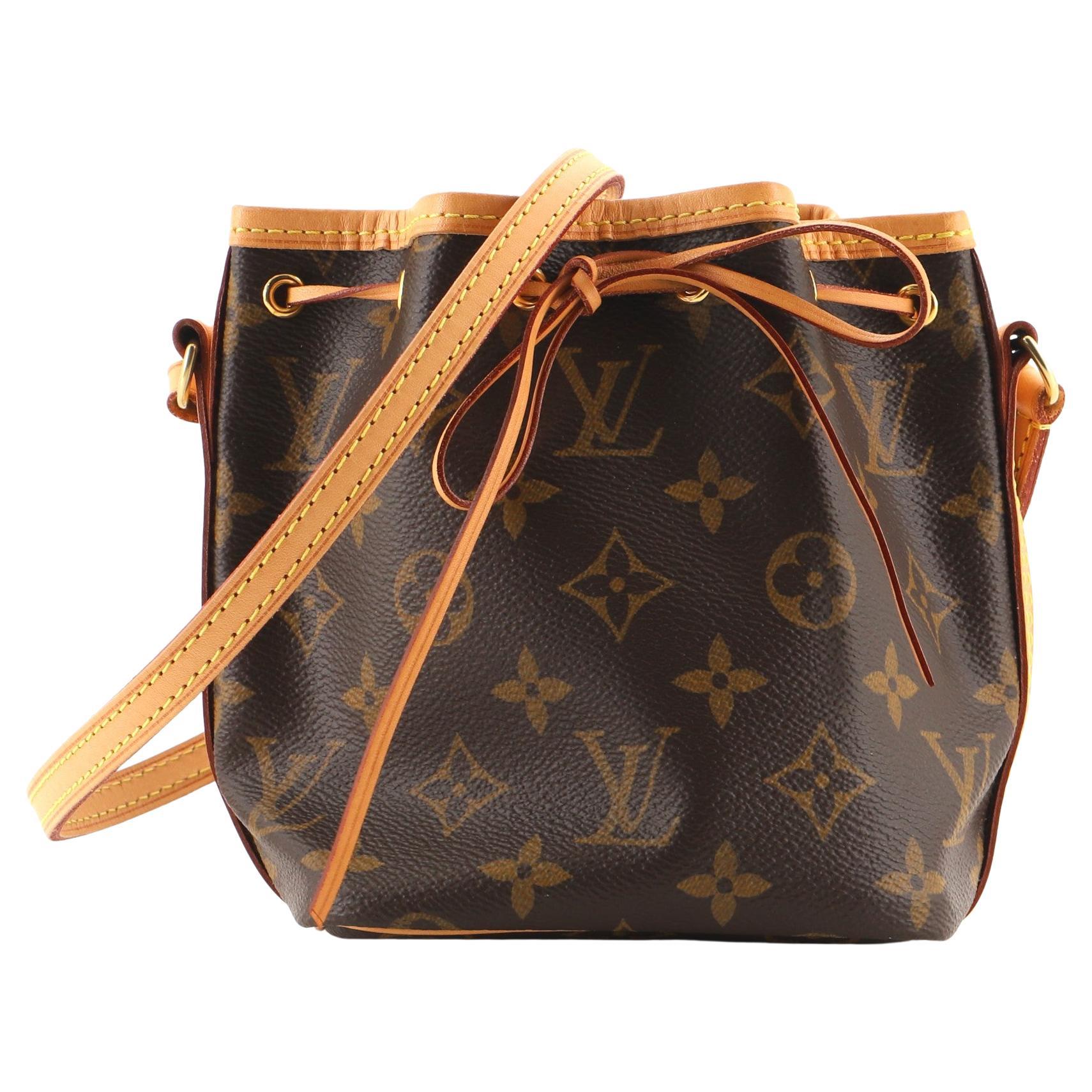 Louis+Vuitton+Petit+Bucket+Nano+Shoulder+Bag+Brown+Canvas+Monogram+Coated  for sale online