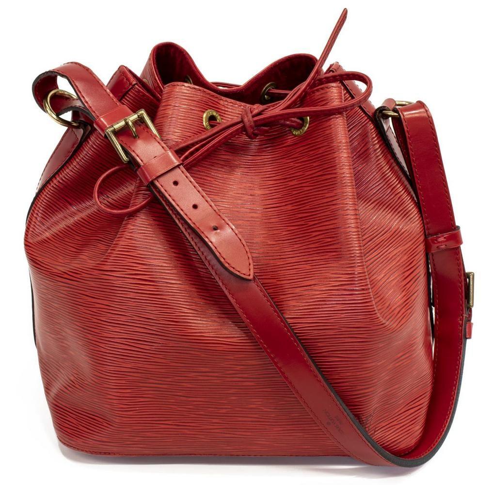 Louis Vuitton Noe PM Bucket Bag in Red EPI Leather, June 1995. In Good Condition In Banner Elk, NC