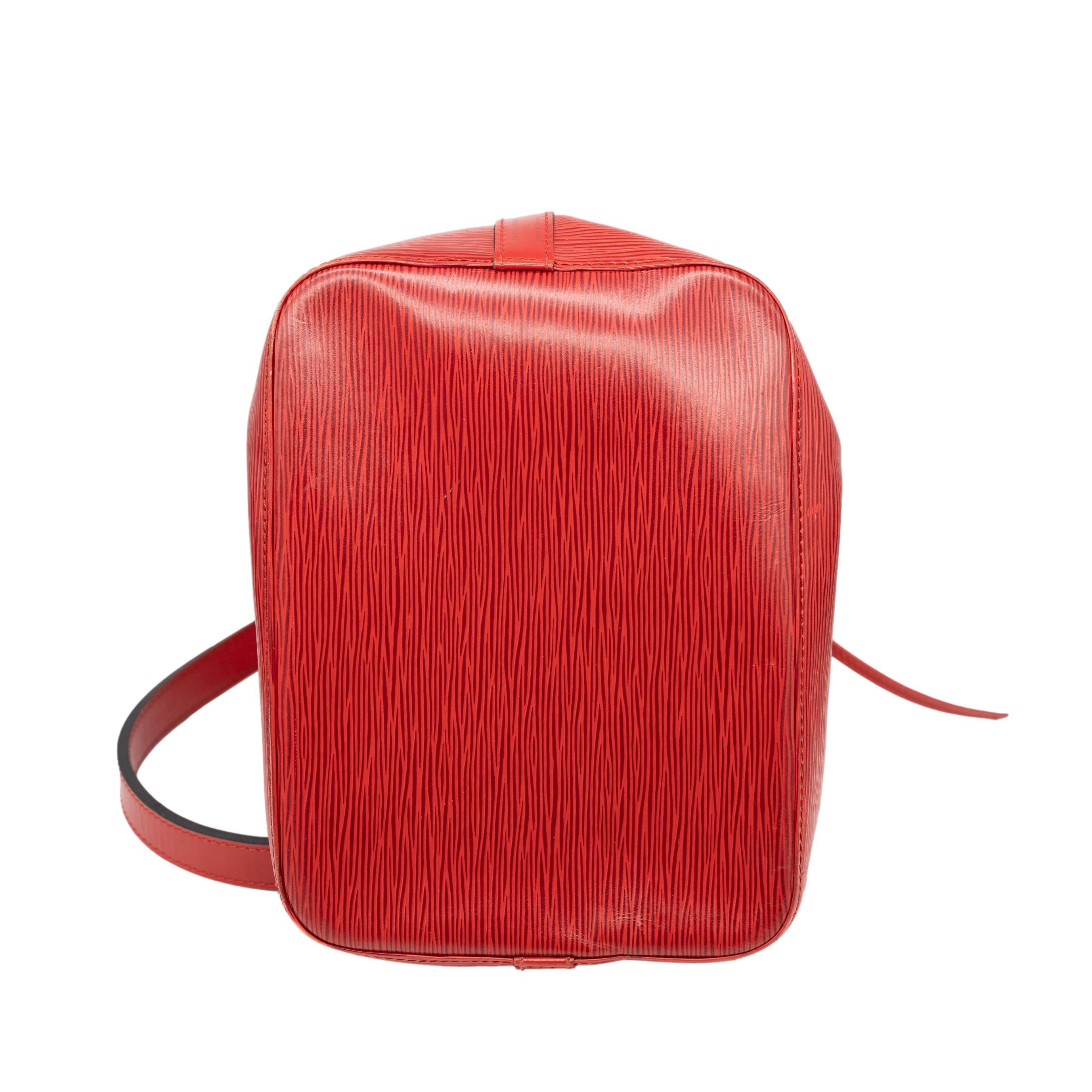Louis Vuitton “Noe” PM Bucket Bag in Red EPI Leather Shoulder Bag, France 1993. 1