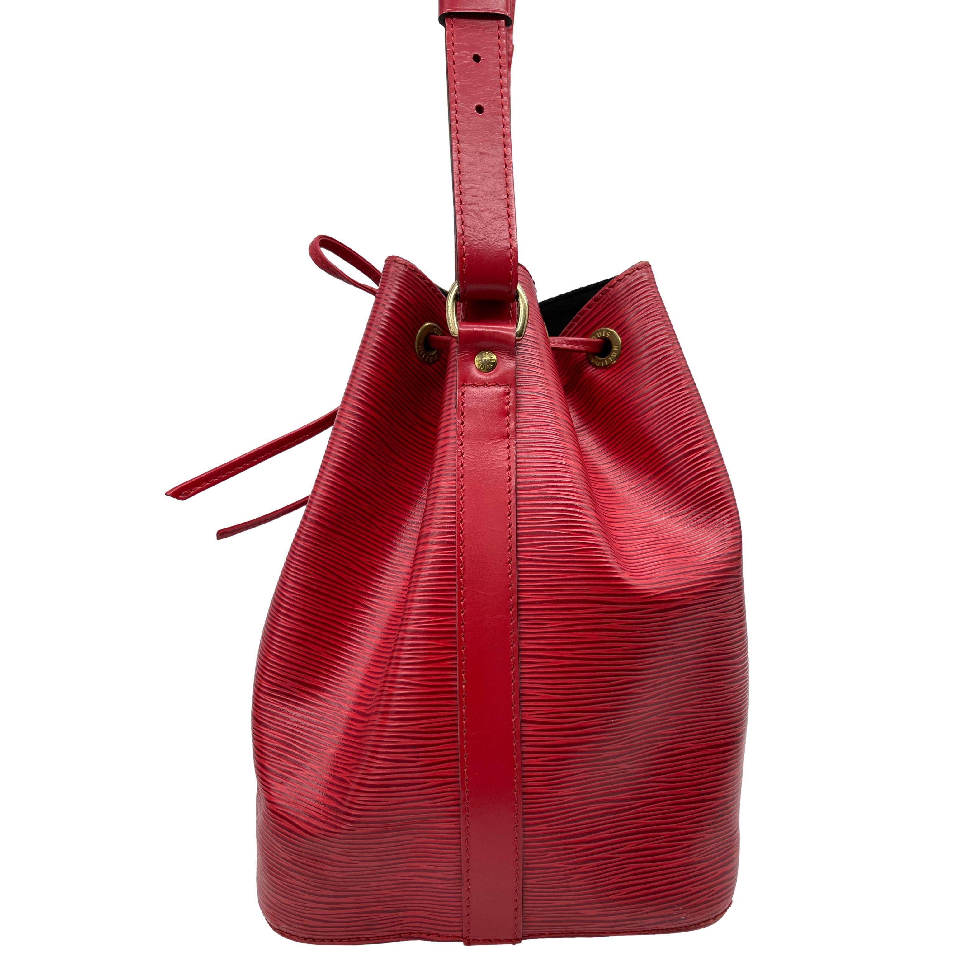 Louis Vuitton “Noe” PM Bucket Bag in Red EPI Leather Shoulder Bag, France 1993. In Good Condition In Banner Elk, NC