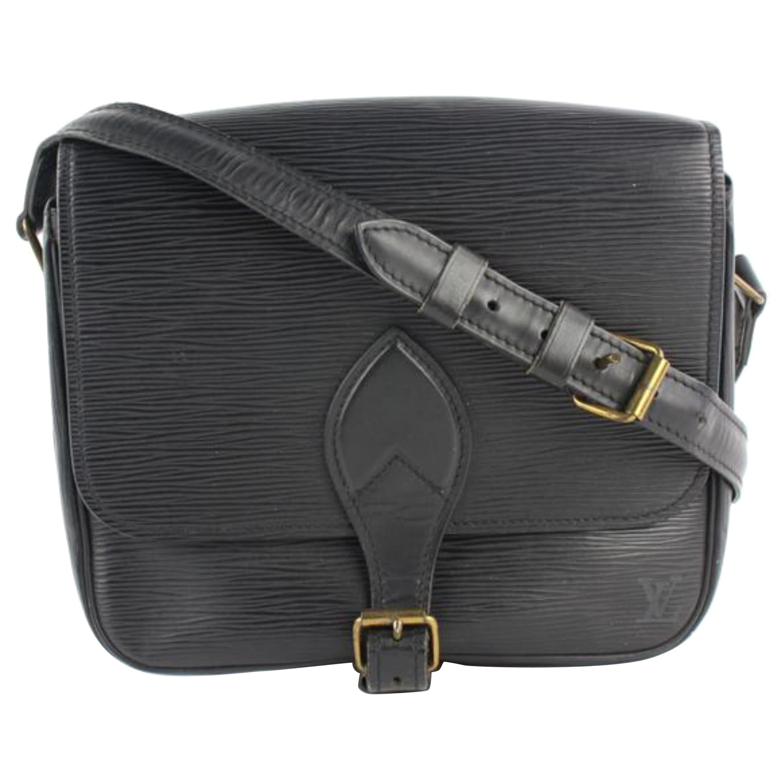Louis Vuitton Noir Cartouchiere 9lz1220 Black Leather Cross Body Bag For Sale