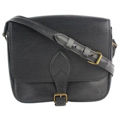 Vintage Louis Vuitton Noir Cartouchiere 9lz1220 Black Leather Cross Body Bag