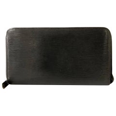 Louis Vuitton Noir Zippy Organizer Wallet 232061 Black Leather Clutch
