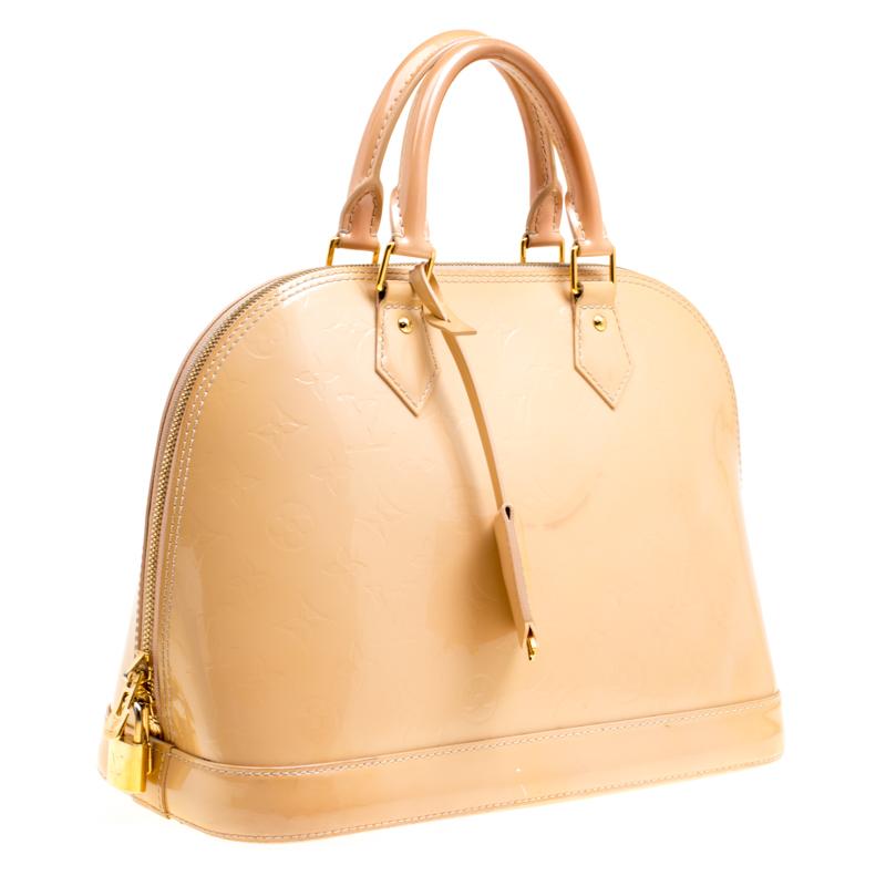 Louis Vuitton Noisette Monogram Vernis Alma PM Bag In Fair Condition In Dubai, Al Qouz 2