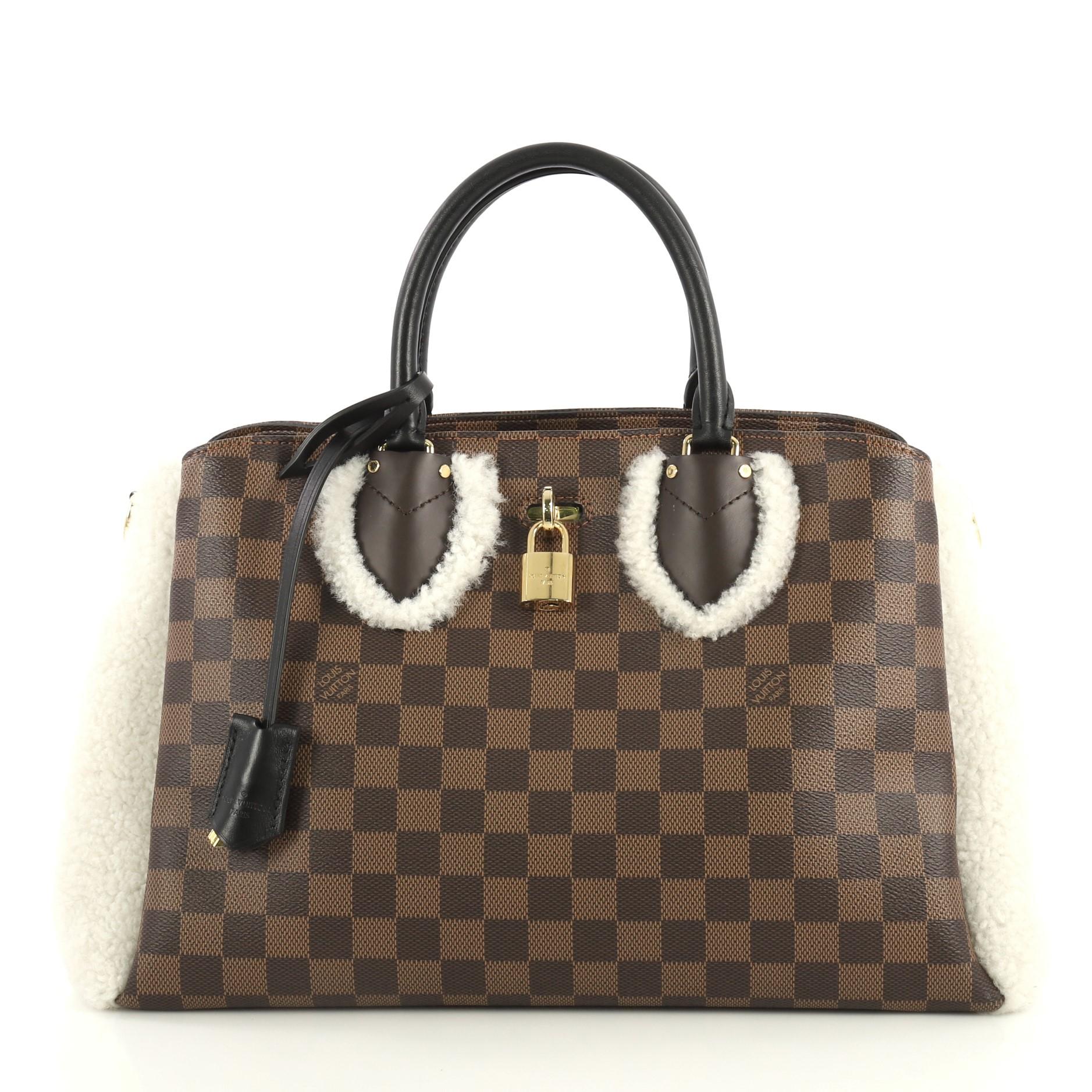 Black Louis Vuitton Normandy Handbag Damier with Shearling