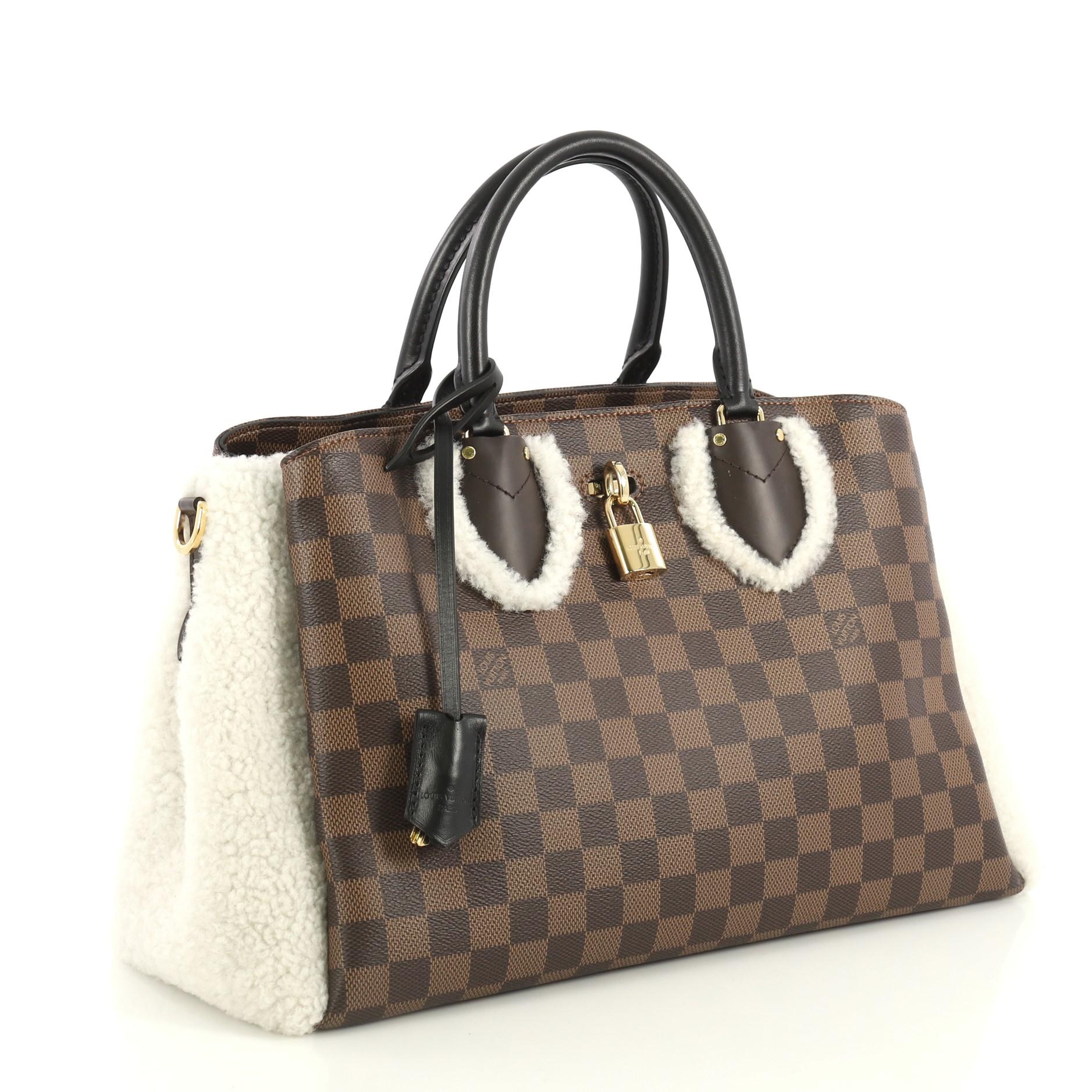 Louis Vuitton Normandy Handbag Damier with Shearling In Excellent Condition In NY, NY