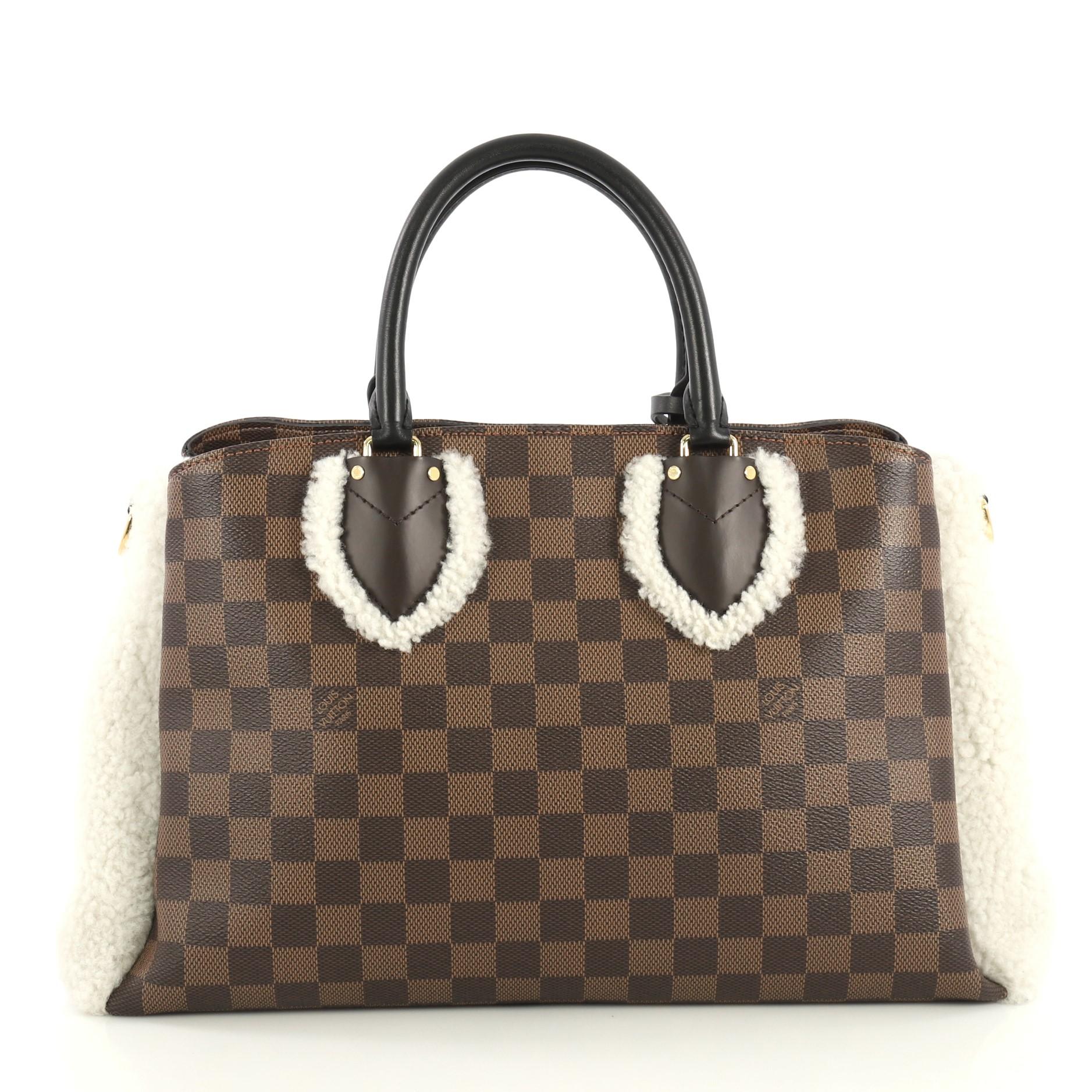 Women's Louis Vuitton Normandy Handbag Damier with Shearling