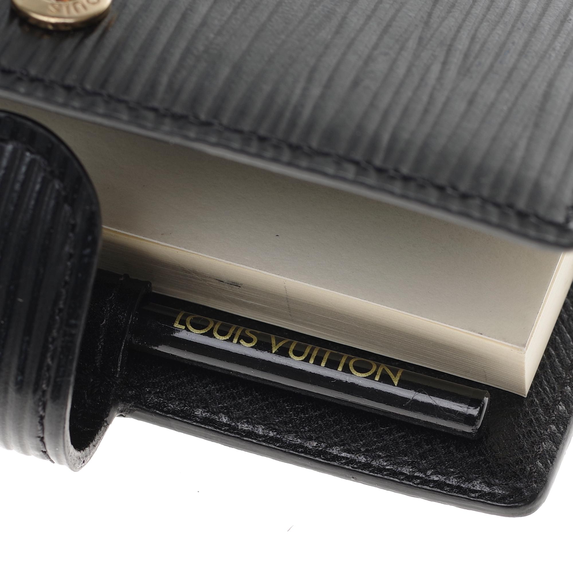 Louis Vuitton notebook in black epi leather with paper block and paper pencil 1