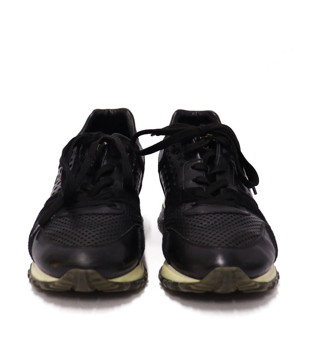 Louis Vuitton Nubuck Calfskin Perforated Run Away Sneakers Size EU 38 In Fair Condition In Amman, JO