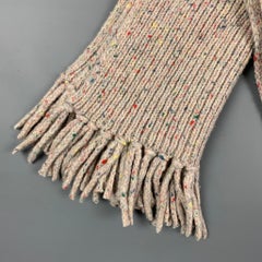 LOUIS VUITTON Oatmeal Multi-Color Knitted Fringe Scarf
