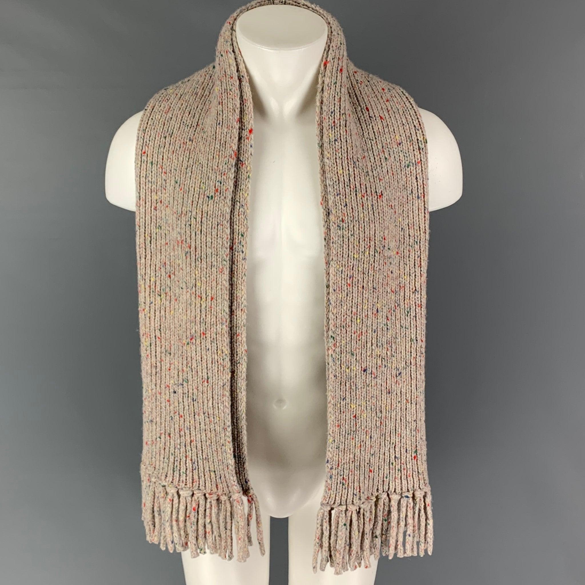 Men's LOUIS VUITTON Oatmeal Multi-Color Knitted Fringe Scarf For Sale