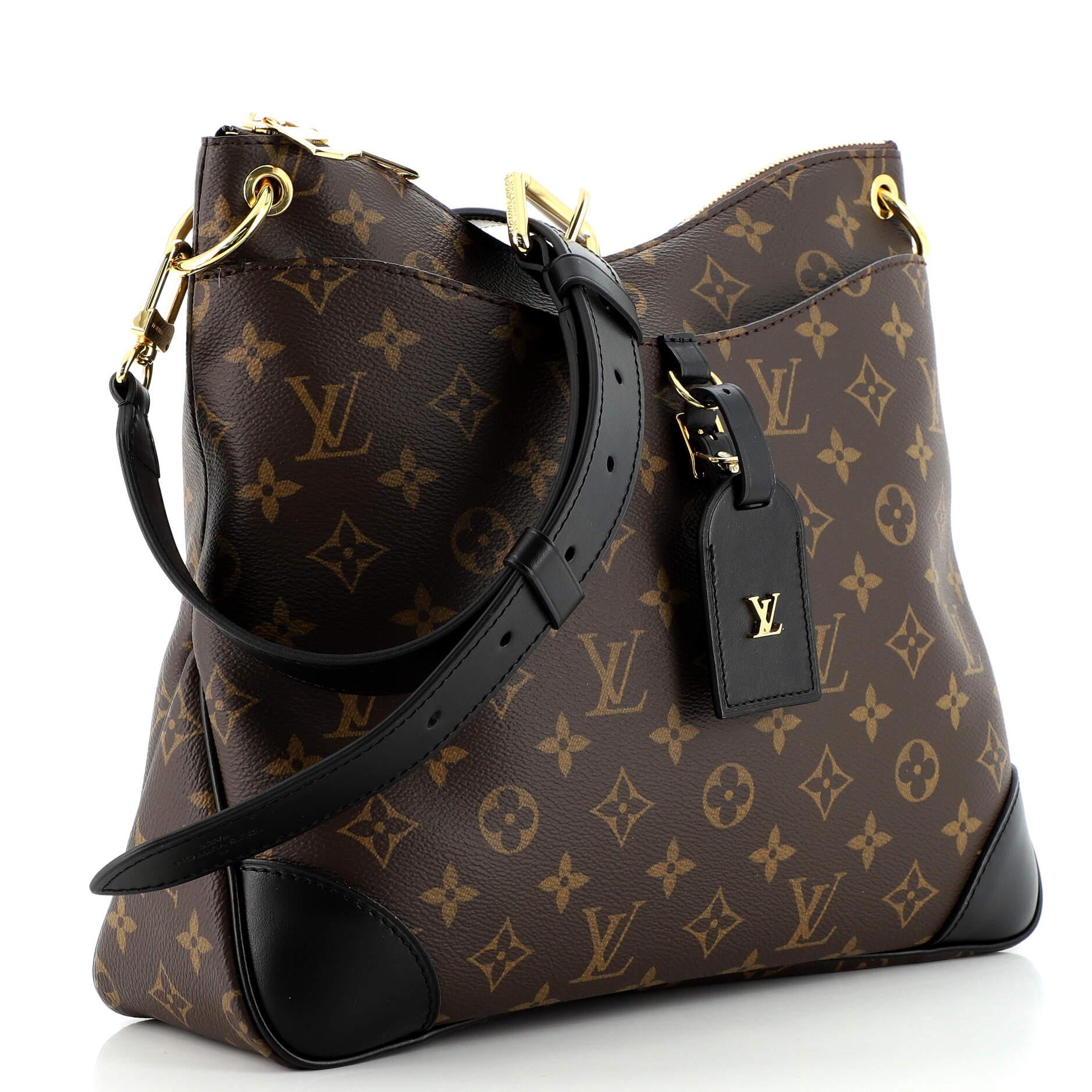 Black Louis Vuitton Odeon NM Handbag Monogram Canvas with Leather MM