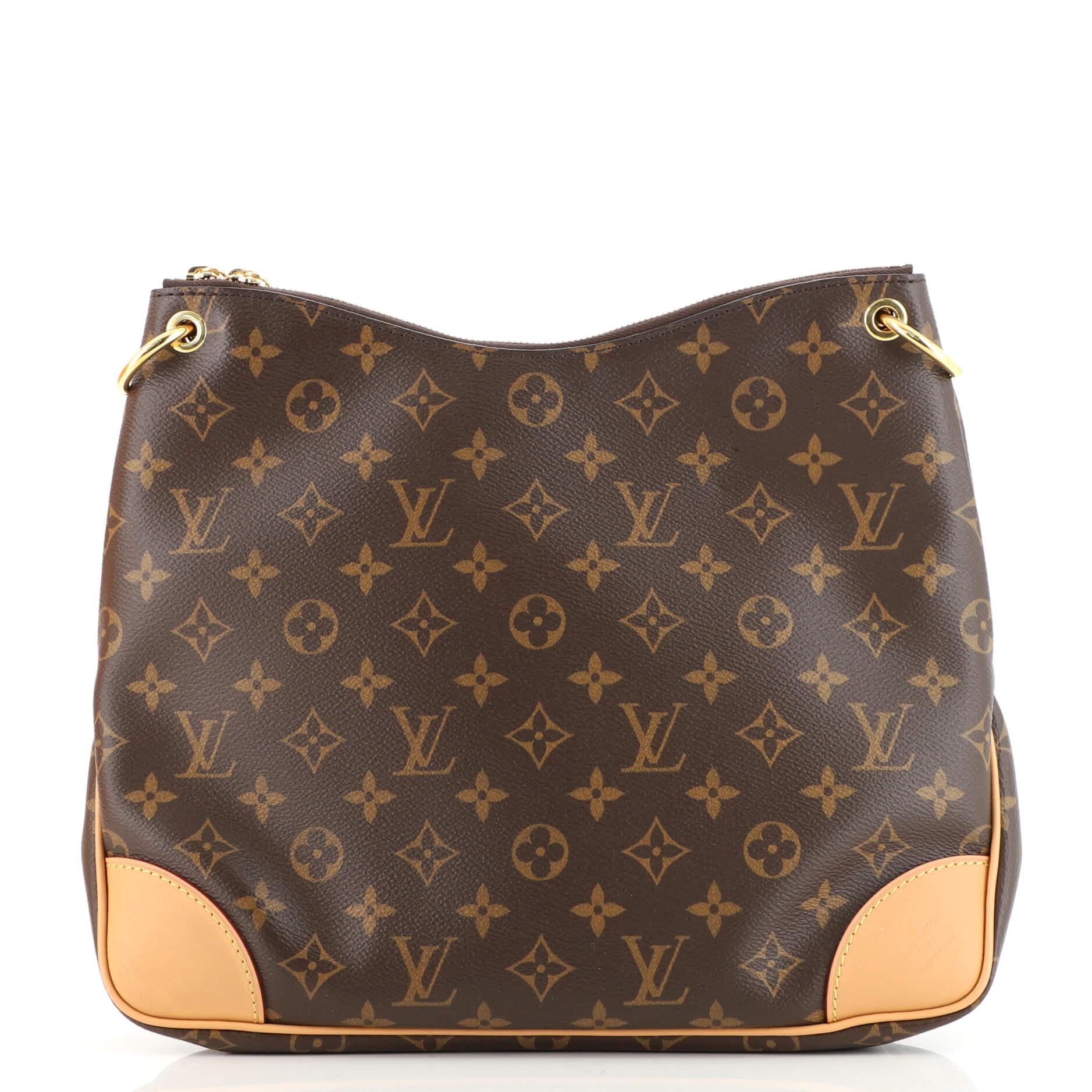 Brown Louis Vuitton Odeon NM Handbag Monogram Canvas with Leather MM