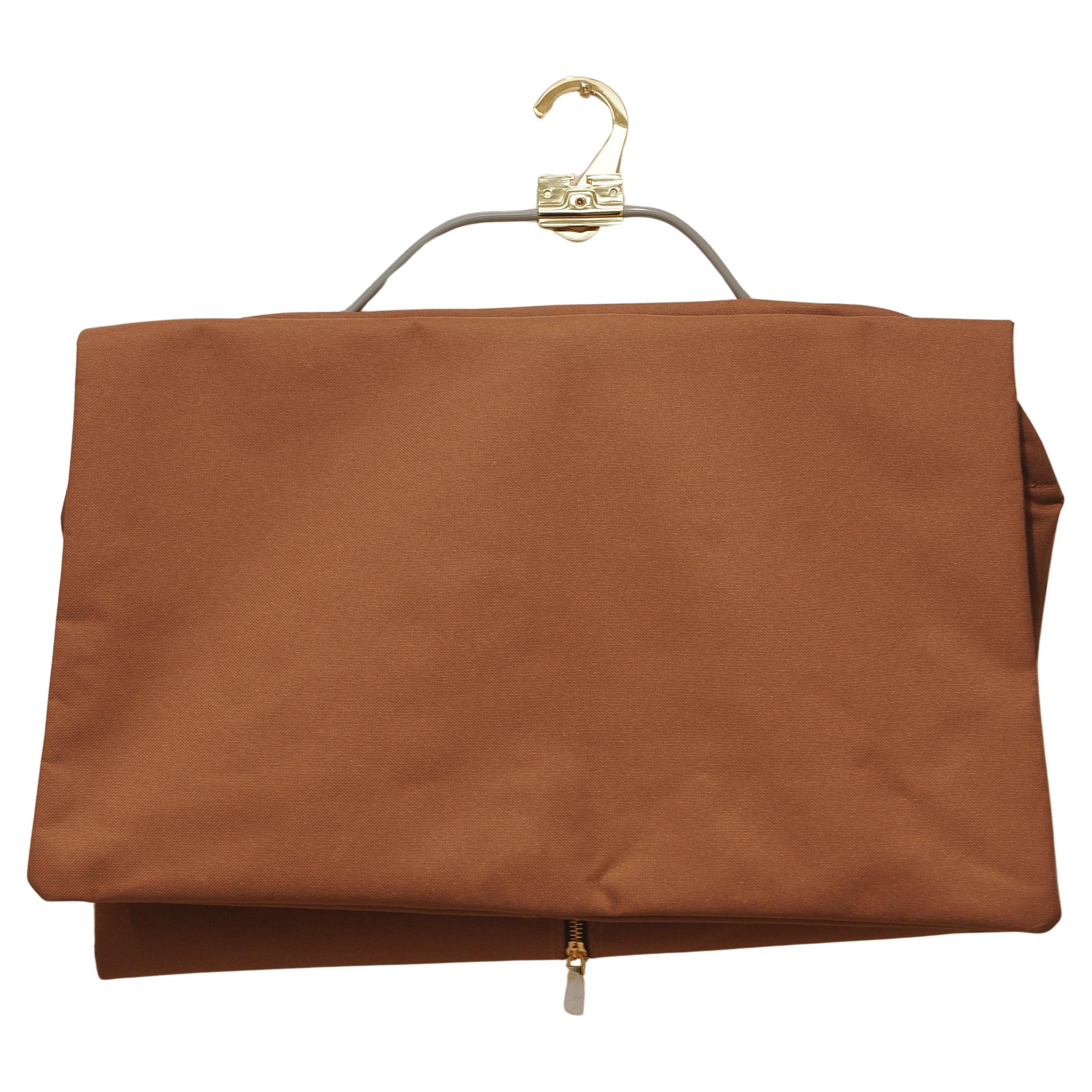 French Louis Vuitton of Paris Tan Canvas Dress Suit Carrier With Brass Hanger For Sale