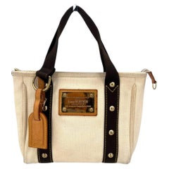 Louis Vuitton Off White and Brown Canvas Antigua PM Tote Bag Handbag