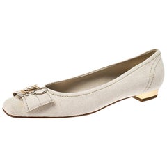 Louis Vuitton Off-White Canvas Love Logo Ballet Flats Size 39