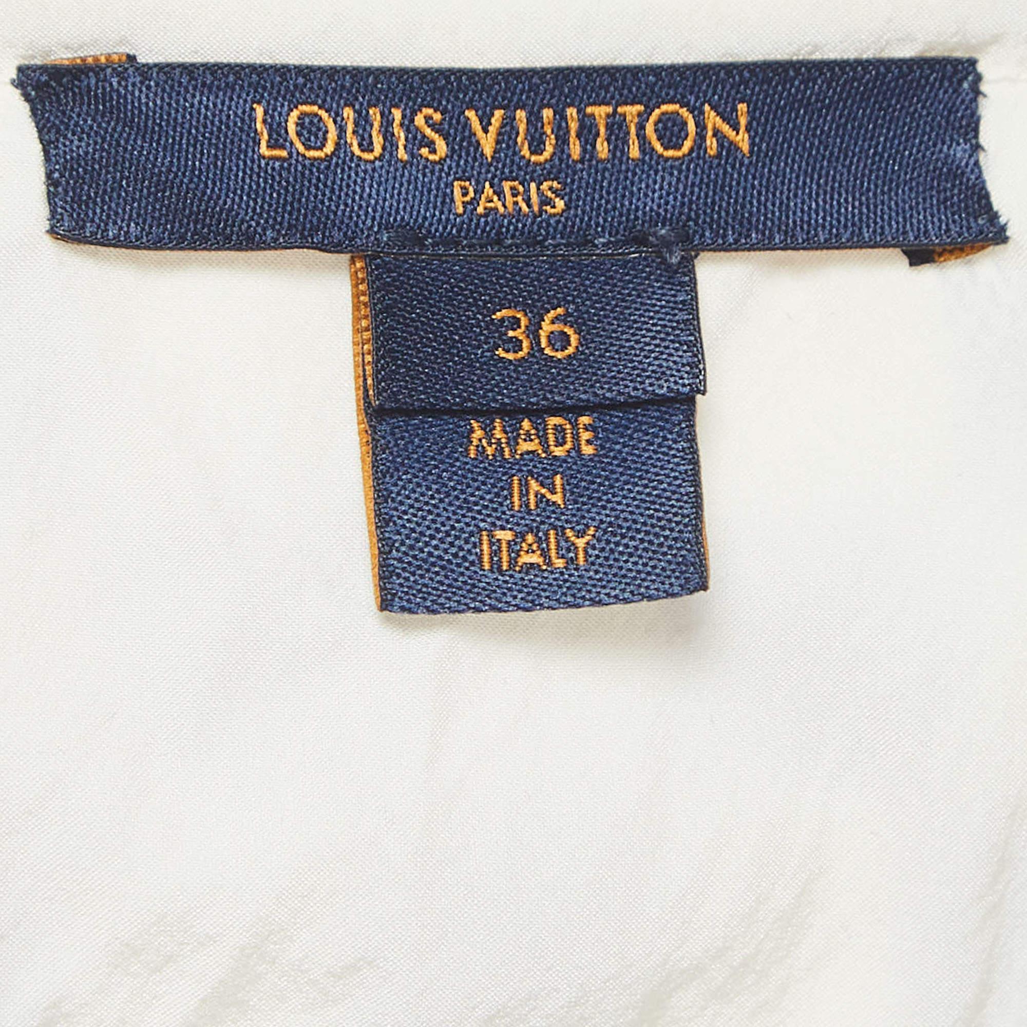 Gray Louis Vuitton Off-White Damier Azur Print Silk Sleeveless Mini Dresses S For Sale