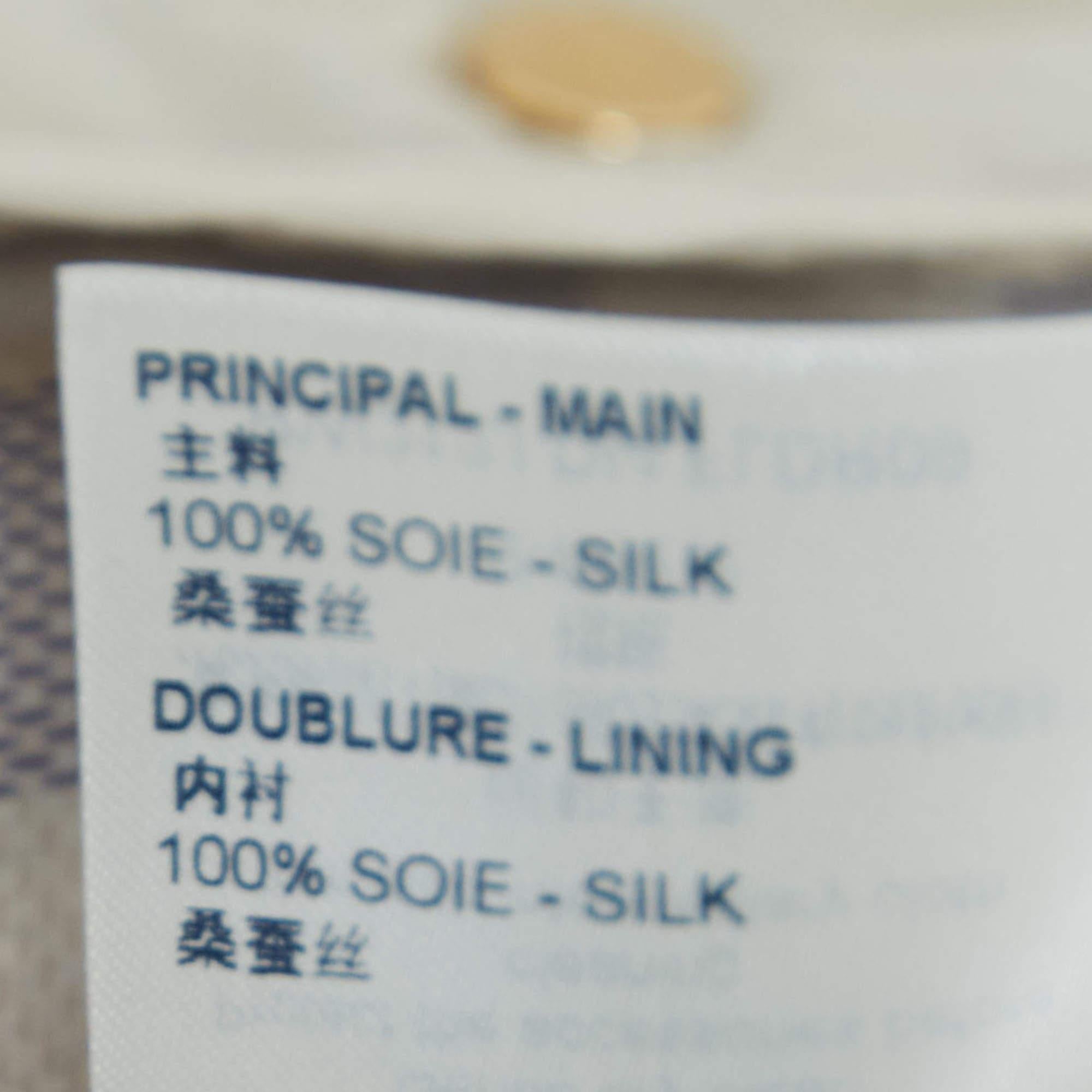 Louis Vuitton Off-White Damier Azur Print Silk Sleeveless Mini Dresses S For Sale 1