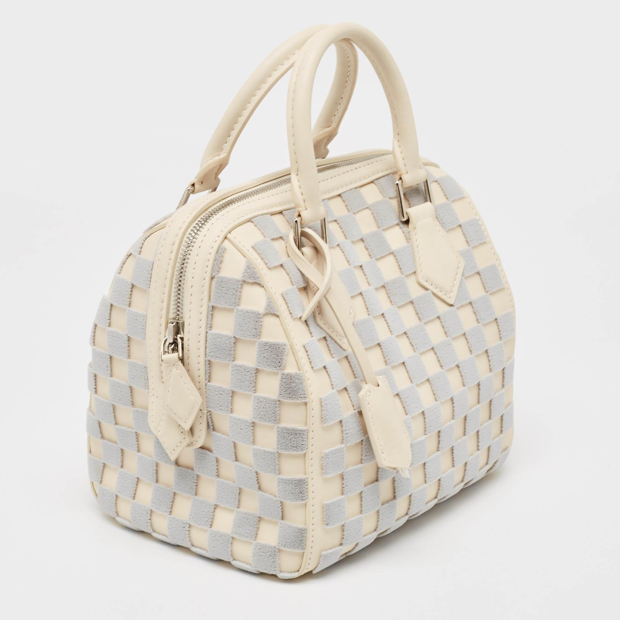 Beige Louis Vuitton Sac Cubic Speedy Cube PM blanc cassé/gris