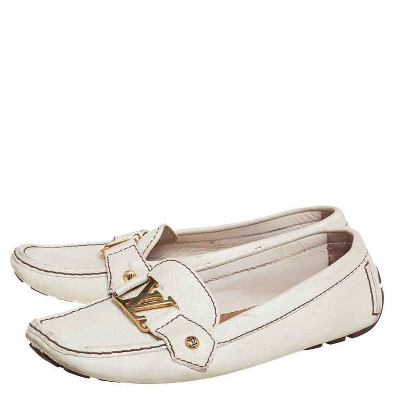 Monte carlo leather flats Louis Vuitton White size 9 UK in Leather -  36992580