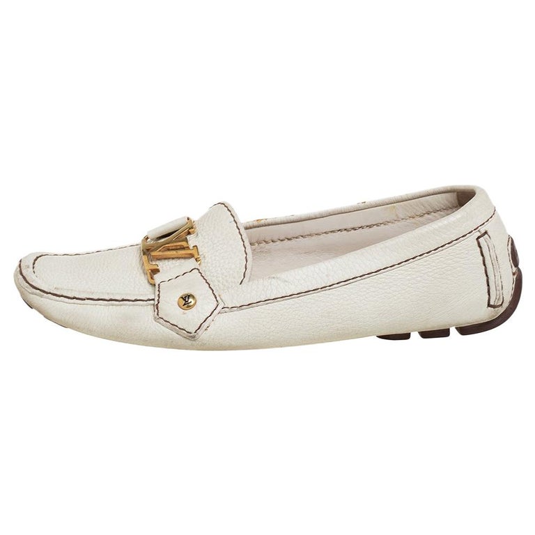 Louis Vuitton Off White Leather Monte Carlo Loafers Size 37 at 1stDibs