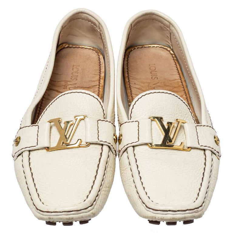 Louis Vuitton Off White Leather Monte Carlo Loafers Size 39 Louis Vuitton