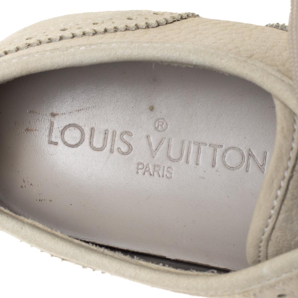 Louis Vuitton Off White Nubuck Leather Lace Up Brogue Sneakers Size 37 2