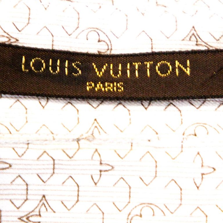 Louis Vuitton White Cotton Logo Embroidered Long Sleeve T-Shirt M For Sale  at 1stDibs