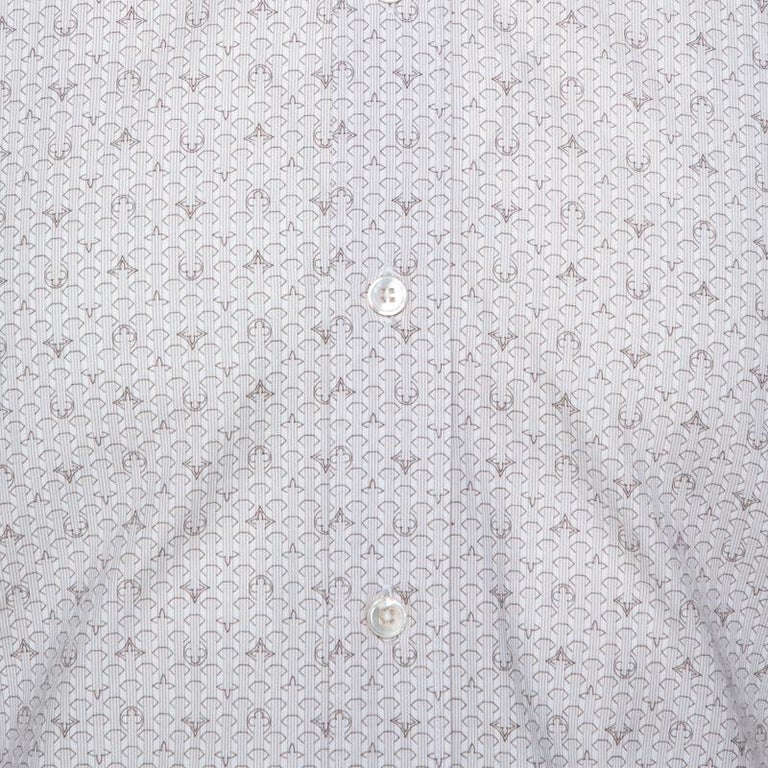 Louis Vuitton Off White Printed Cotton Long Sleeve Shirt M at 1stDibs