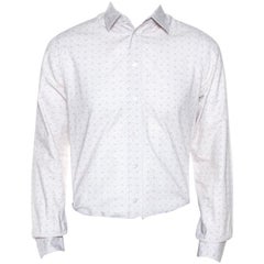 Louis Vuitton Off White Printed Cotton Long Sleeve Shirt M
