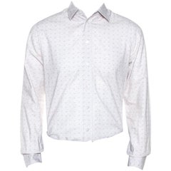 Louis Vuitton Off White Printed Cotton Long Sleeve Shirt M