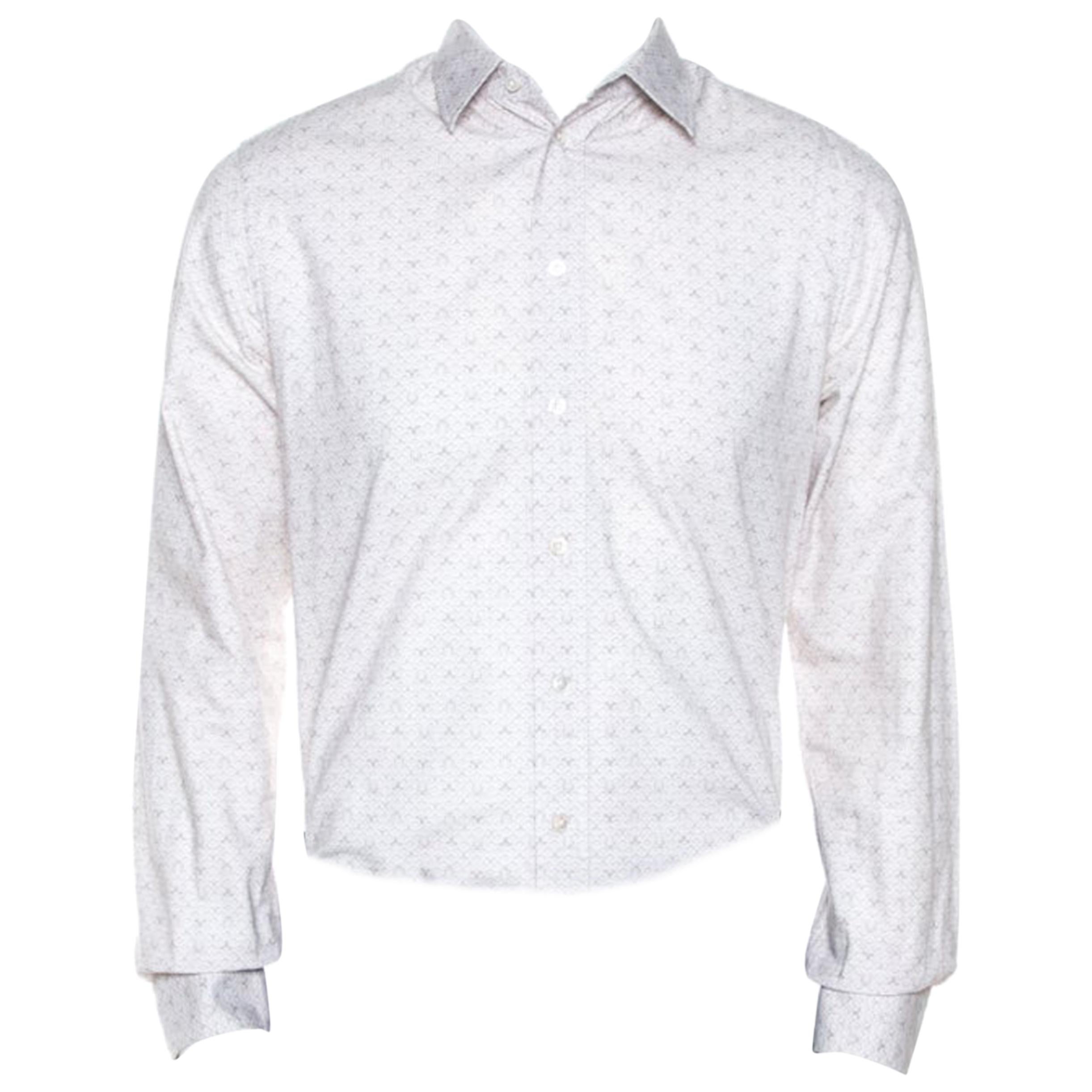 Louis Vuitton Embroidered Monogram Logo Long Sleeve Dress Shirt - White  Casual Shirts, Clothing - LOU719119