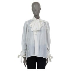 LOUIS VUITTON off-white silk SEMI SHEER RUFFLED PUSSY BOW Blouse Shirt 40 M