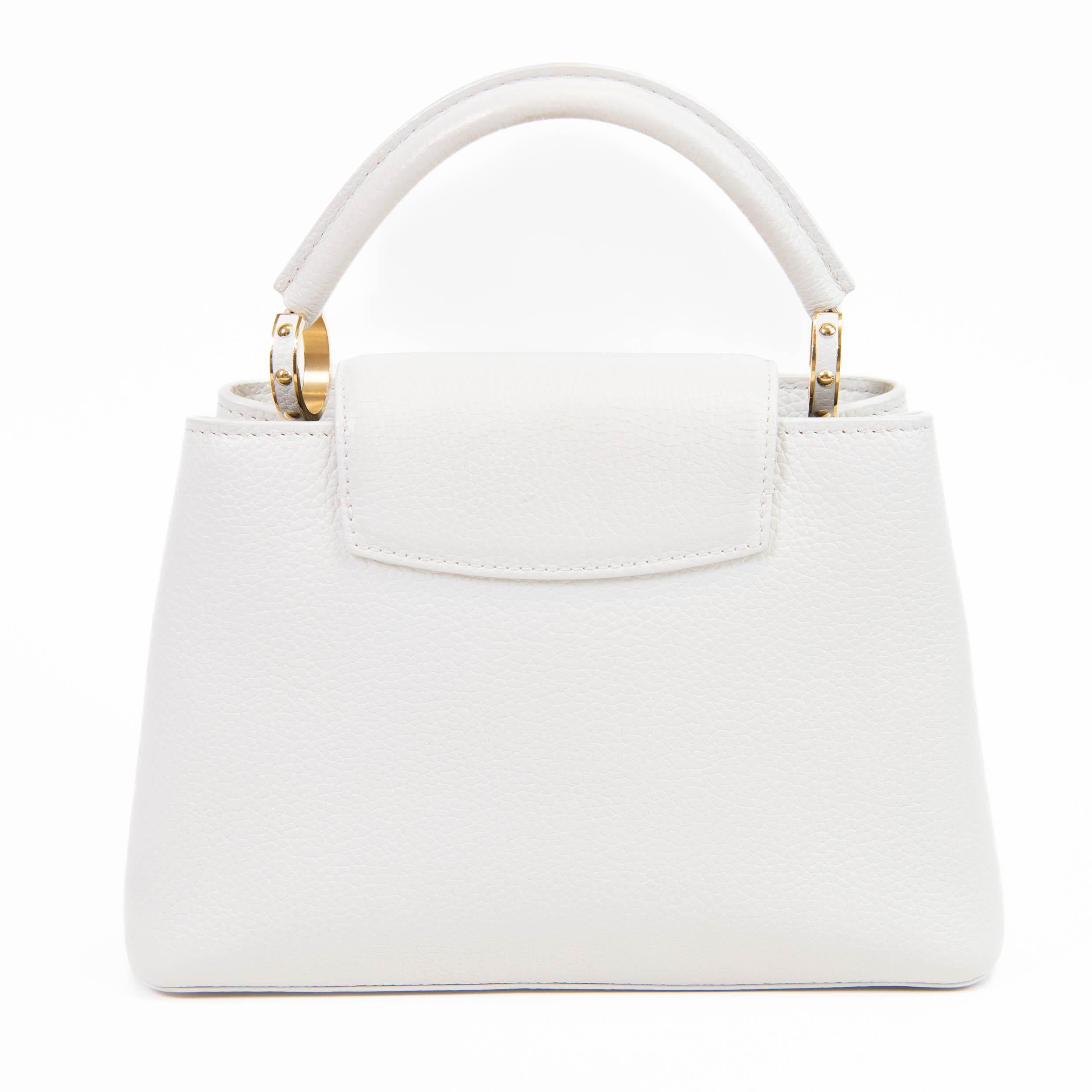 Gray Louis Vuitton Off White Taurillon Leather Capucines BB Crossbody