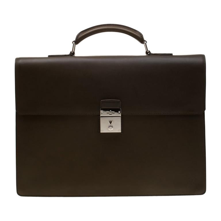 Louis Vuitton Olive Green Leather Robusto I Briefcase For Sale at 1stDibs