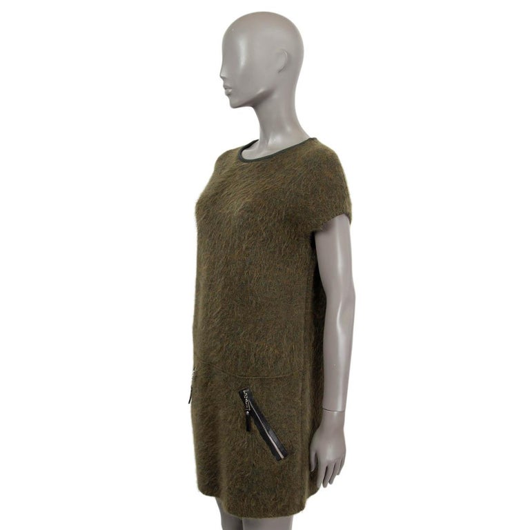 LOUIS VUITTON olive green mohair CAP SLEEVE Shift Dress M For Sale at  1stDibs | mohair dresses