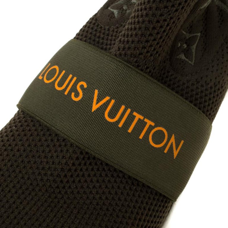 Louis Vuitton Olive Green Monogram Embroidered Knit After Game Sock Boots  Size36
