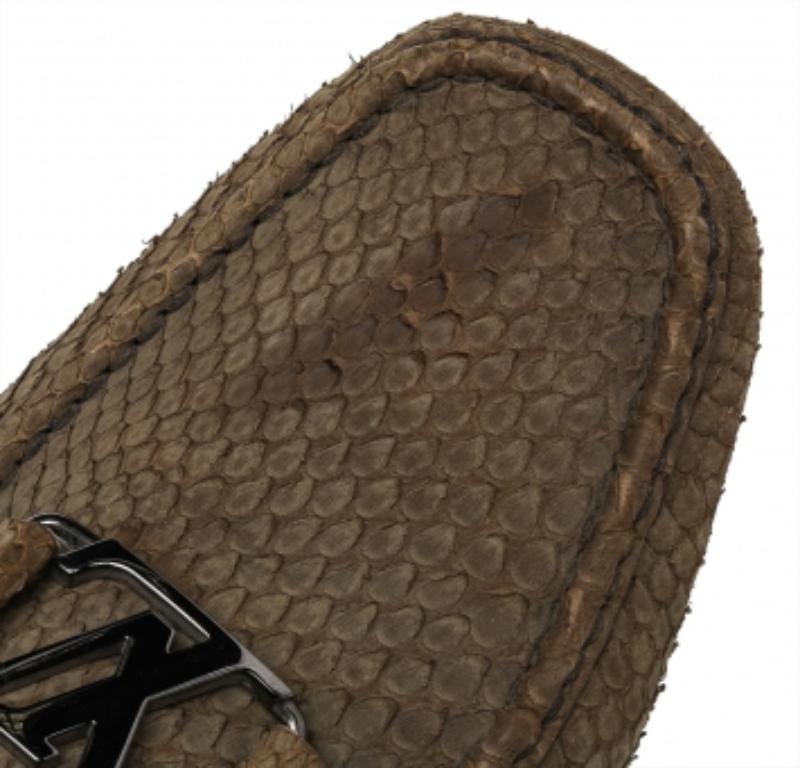 Louis Vuitton Olive Green Python Monte Carlo Slip On Loafers Size 44 2