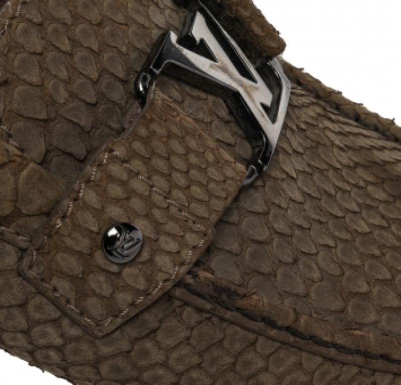 Louis Vuitton Olive Green Python Monte Carlo Slip On Loafers Size 44 3