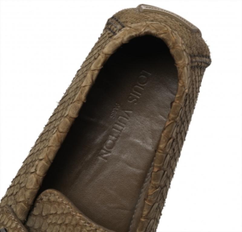 Louis Vuitton Olive Green Python Monte Carlo Slip On Loafers Size 44 4
