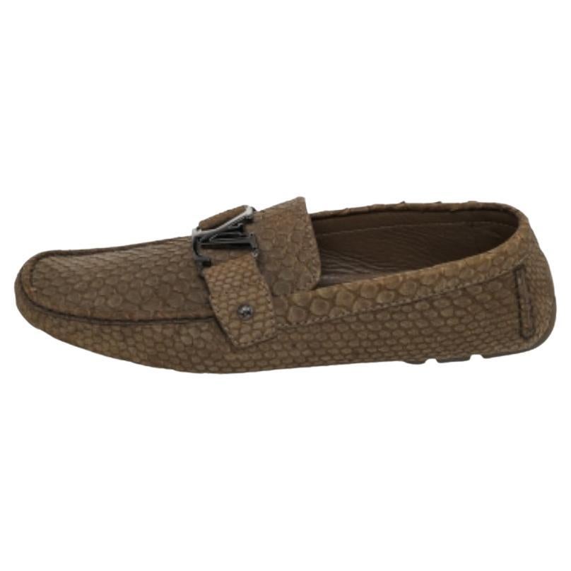 Louis Vuitton Verde Oliva Pitón Montecarlo Mocasines Slip On Talla 44