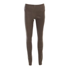 Louis Vuitton Olive Green Textured Lamb Leather Pants M For Sale at ...