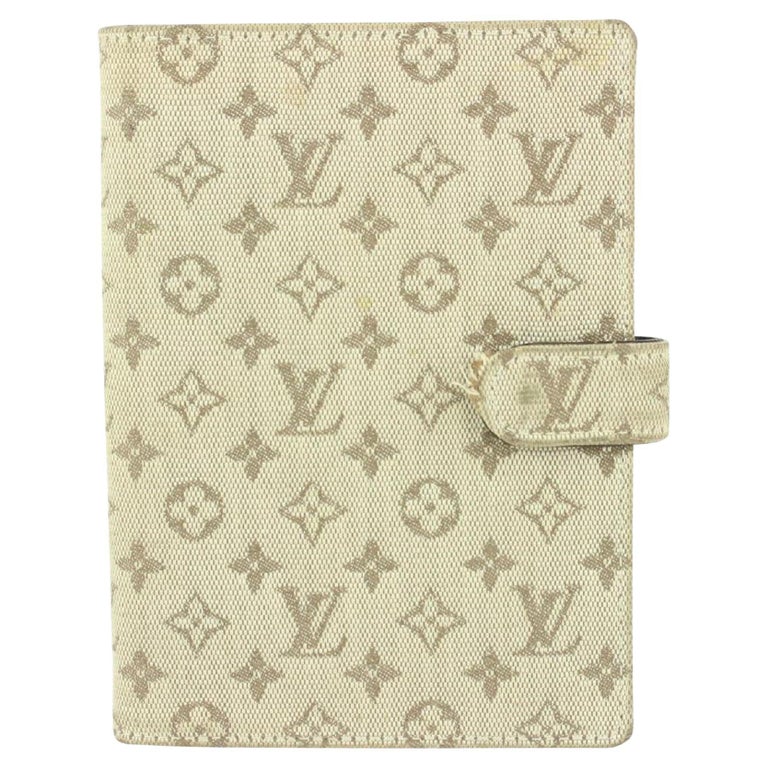 Louis Vuitton Olive Grey Mini Lin Monogram Small Ring Agenda PM Diary Cover