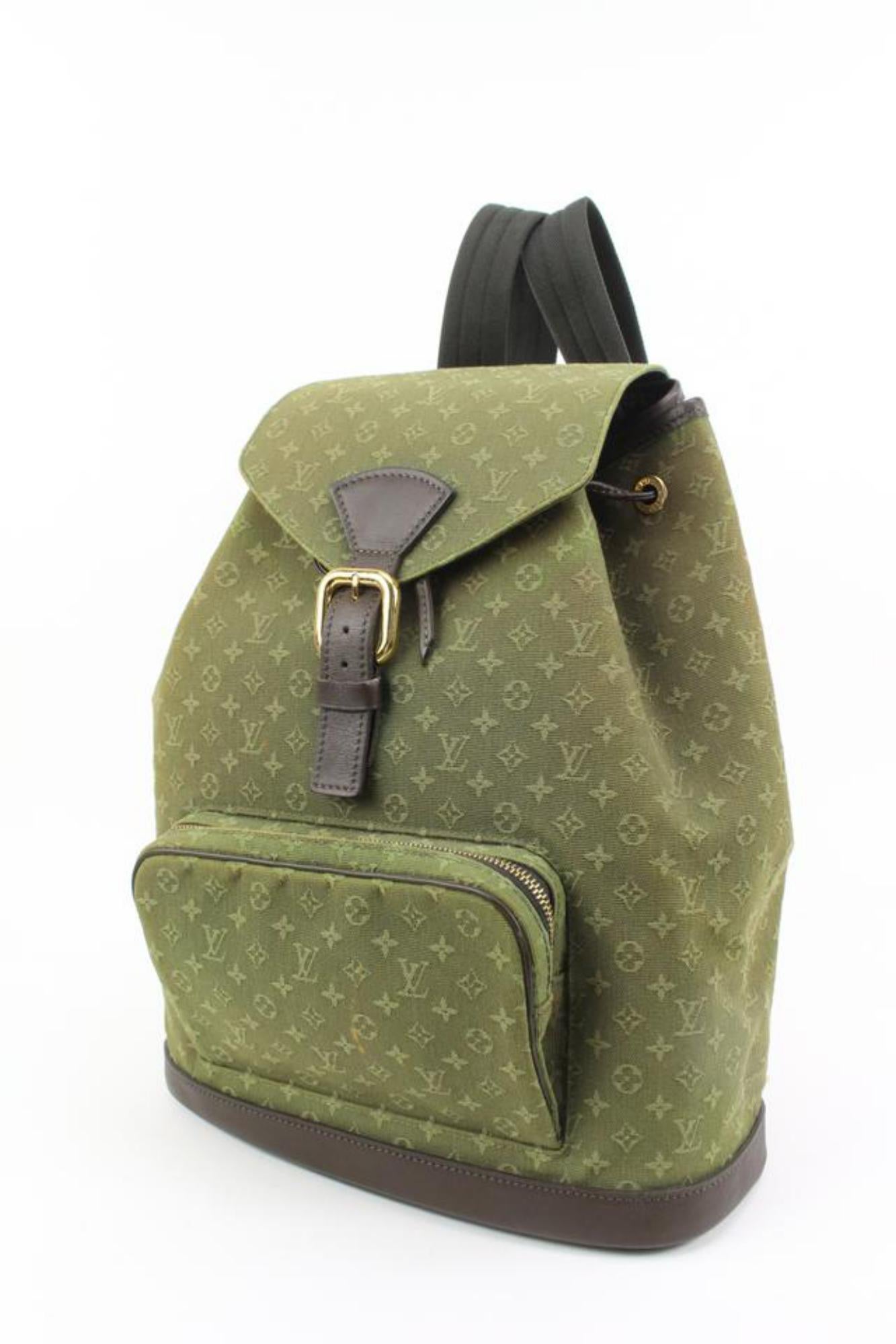 Louis Vuitton Olive Khaki Mini Lin Montsouris GM Backpack 94lk33s
Date Code/Serial Number: SP0053
Made In: France
Measurements: Length:  16