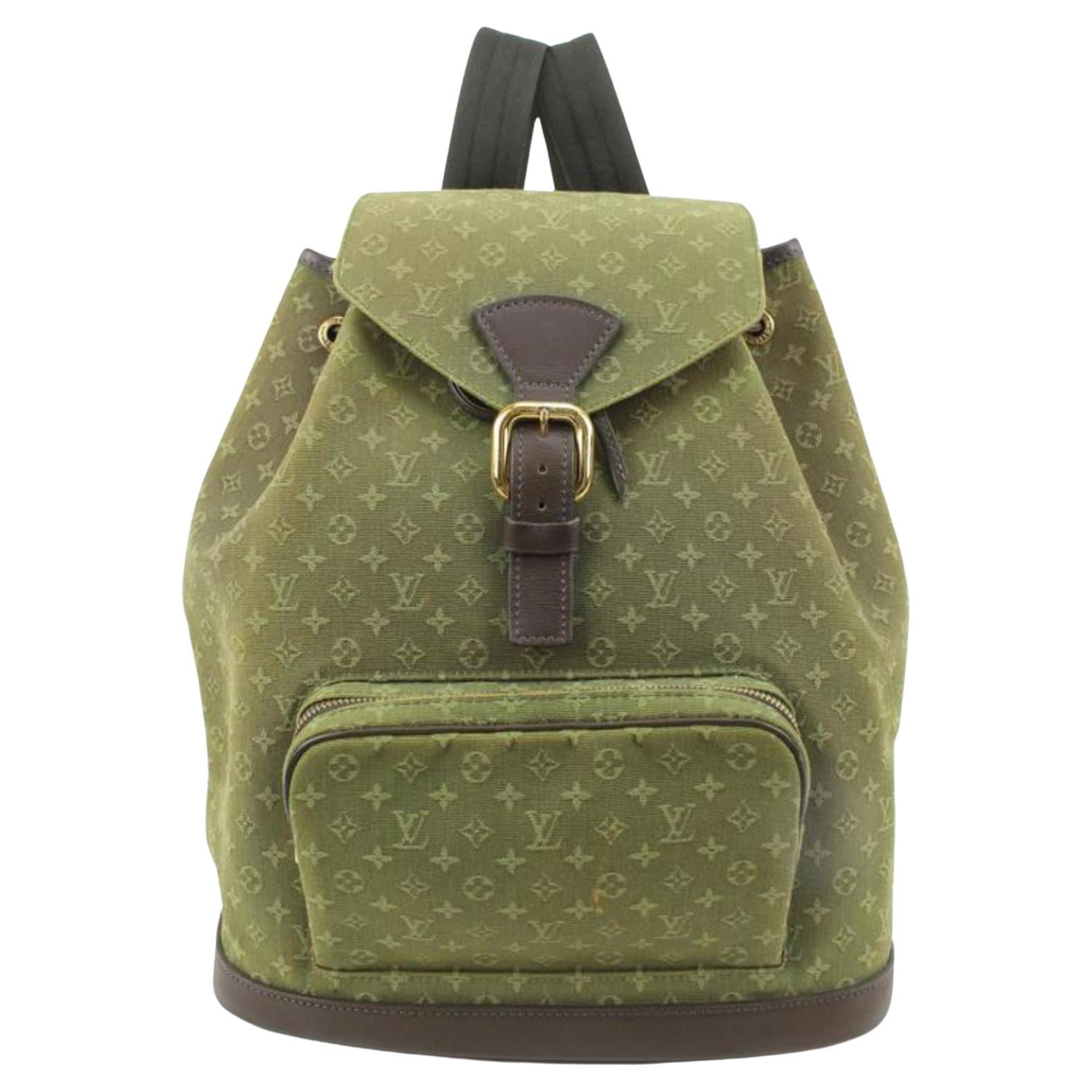 Louis Vuitton Olive Khaki Mini Lin Montsouris GM Backpack 94lk33s