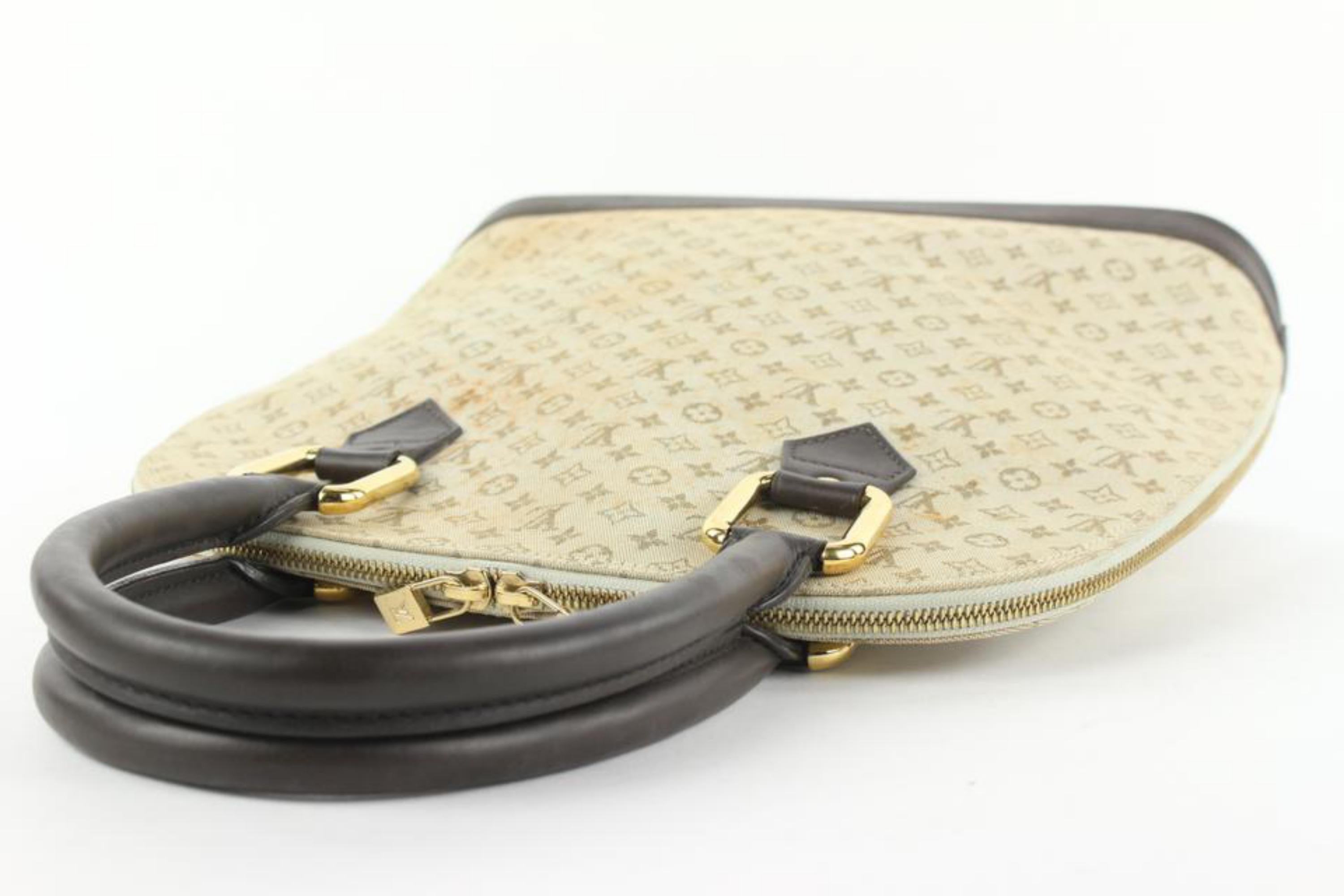 Louis Vuitton Olive Khaki Monogram Mini Lin Alma Haute Bag Tall 3LVL1223 For Sale 1