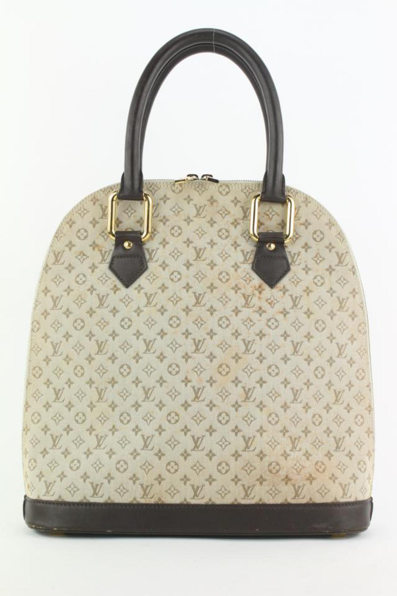 Louis Vuitton Olive Khaki Monogram Mini Lin Alma Haute Bag Tall 3LVL1223 For Sale 2