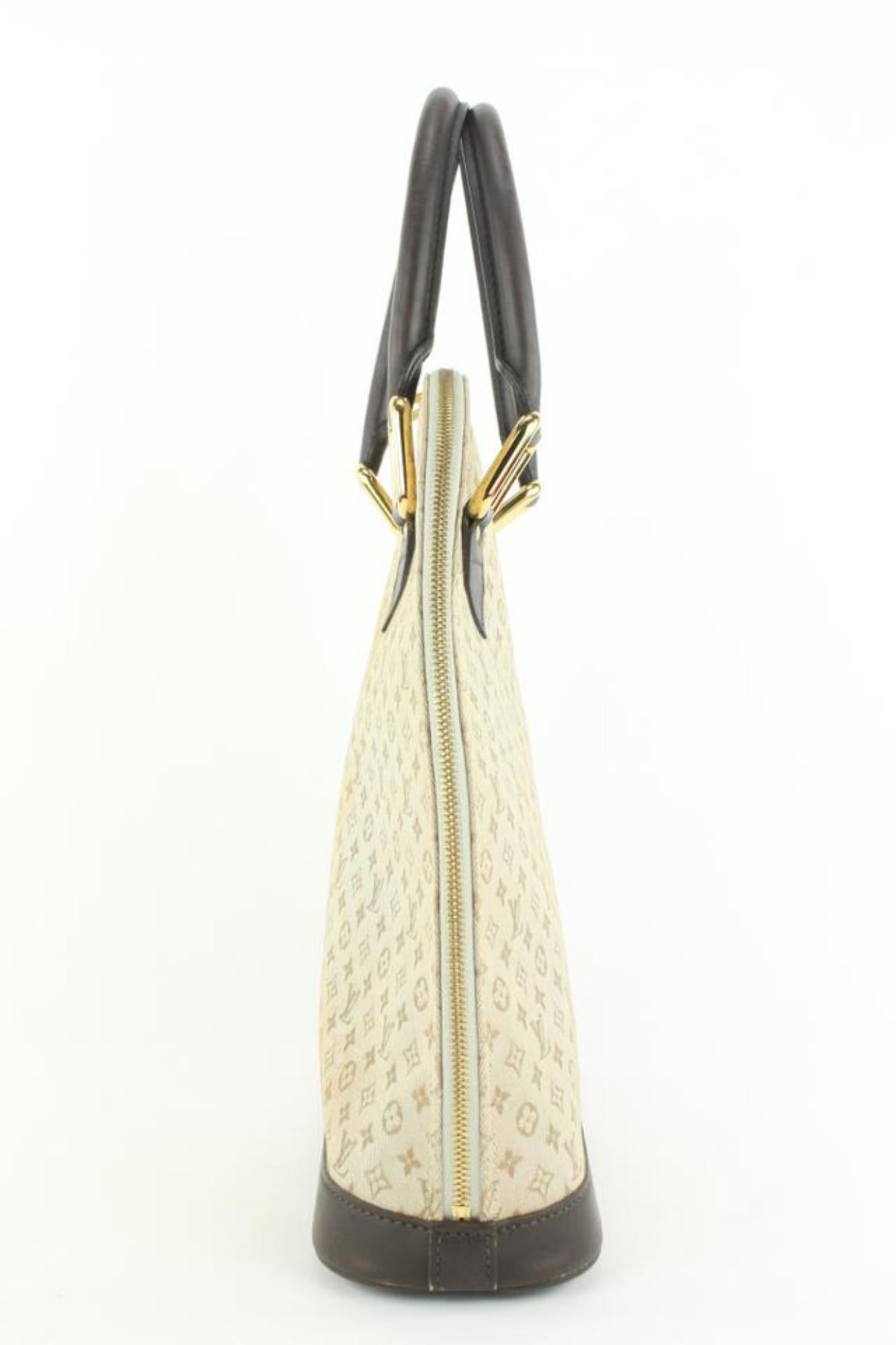 Louis Vuitton Olive Khaki Monogram Mini Lin Alma Haute Bag Tall 4LV1113 For Sale 3